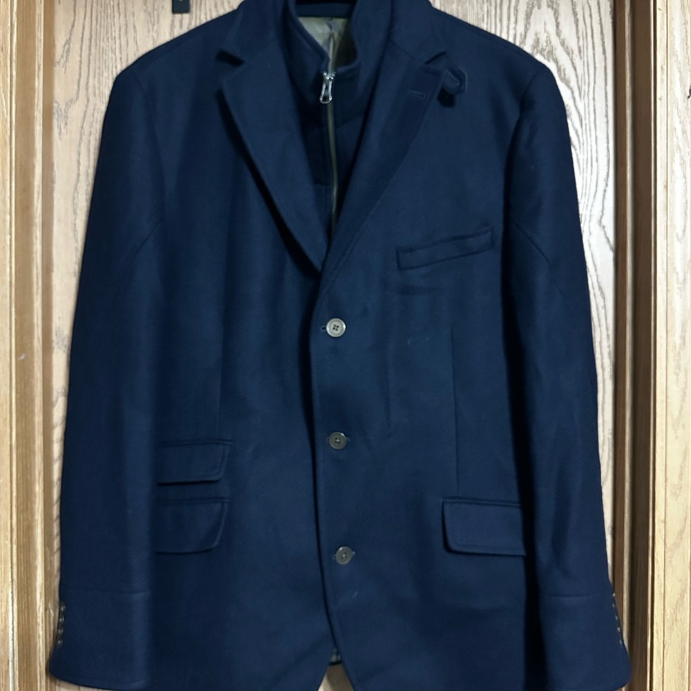 Flynt  wool plaid hybrid sport coat with removable bib size L